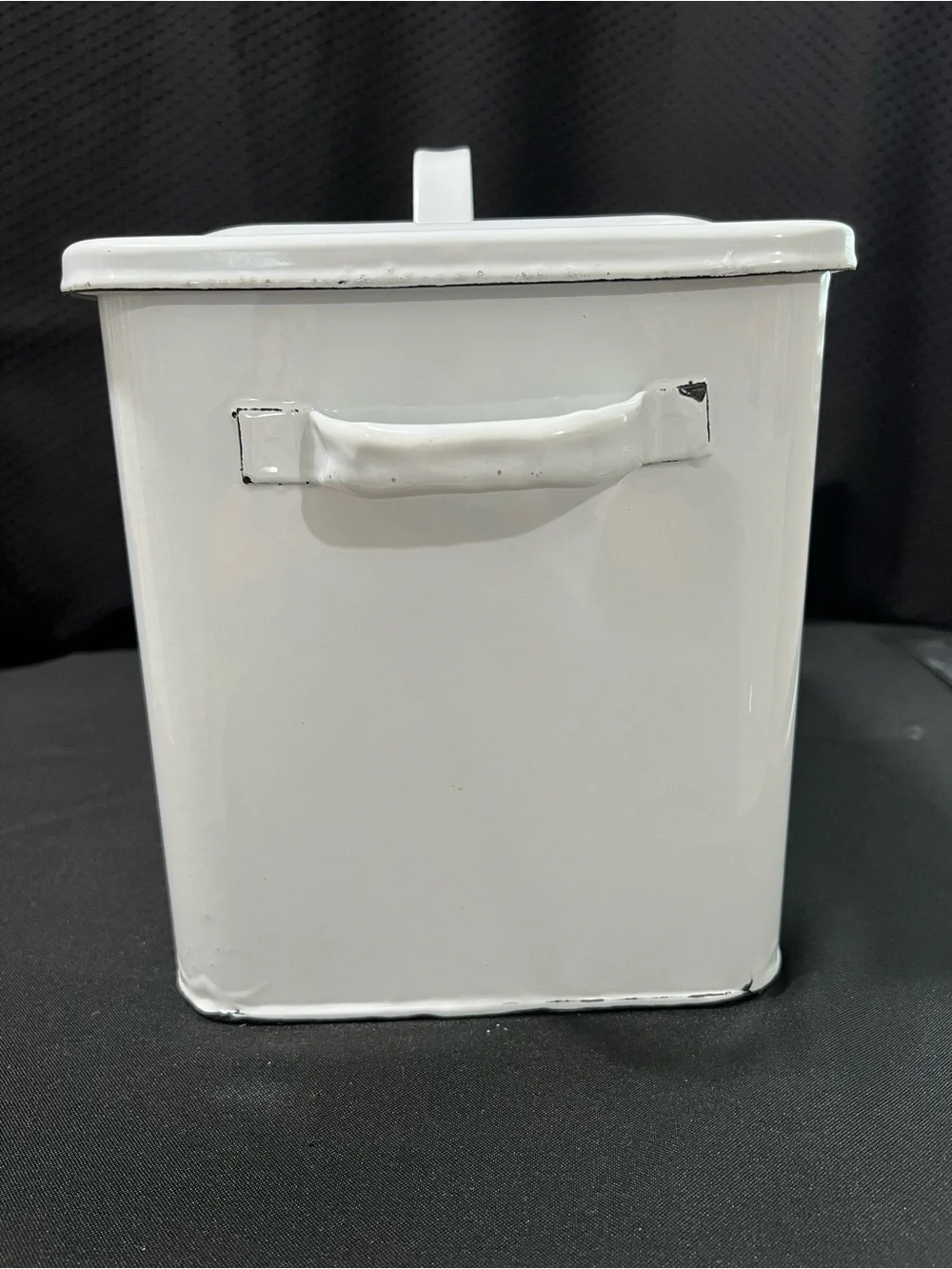 Distressed White Bread Box with Black Lettering